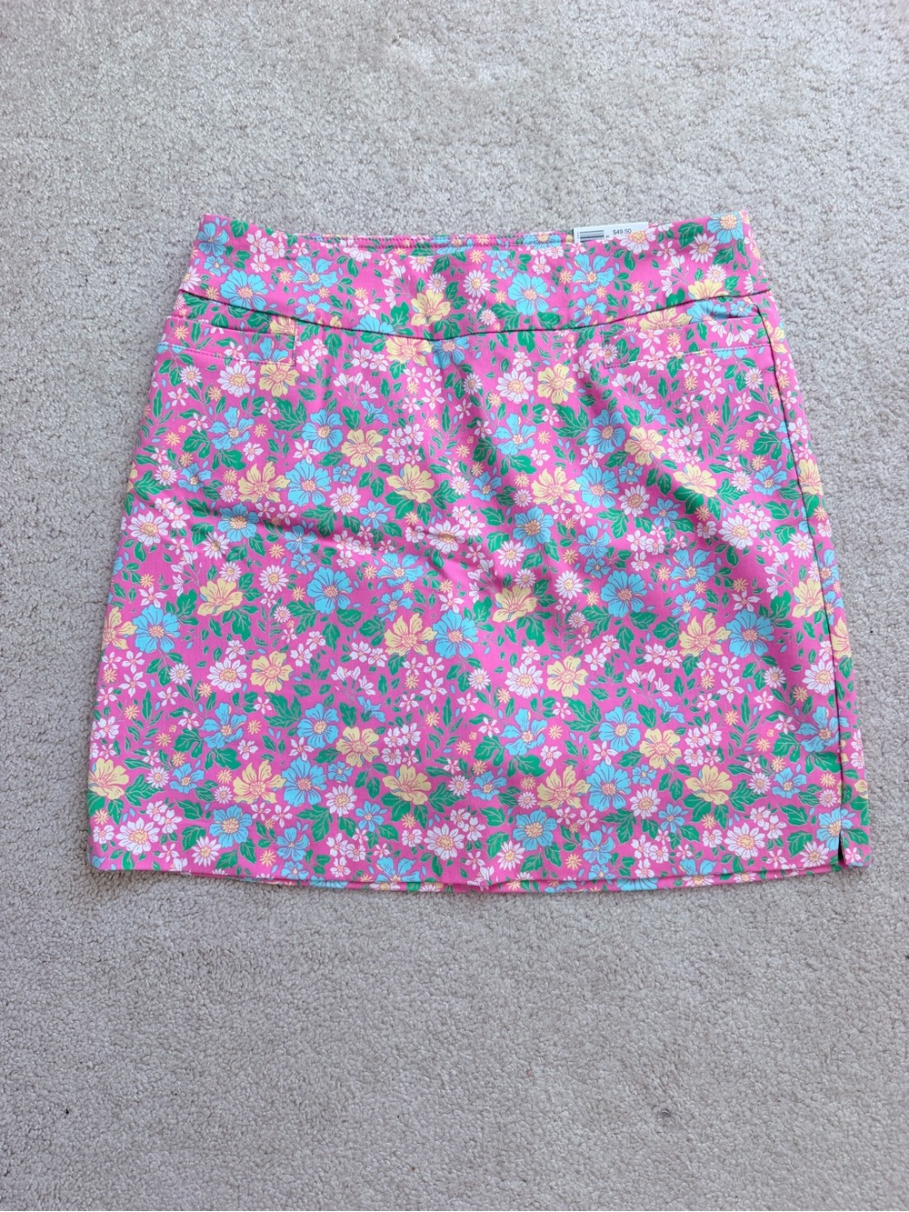 New Kim Rogers Millennium Pull-On Tummy Control Pink Floral Mini Skort Size 10P
